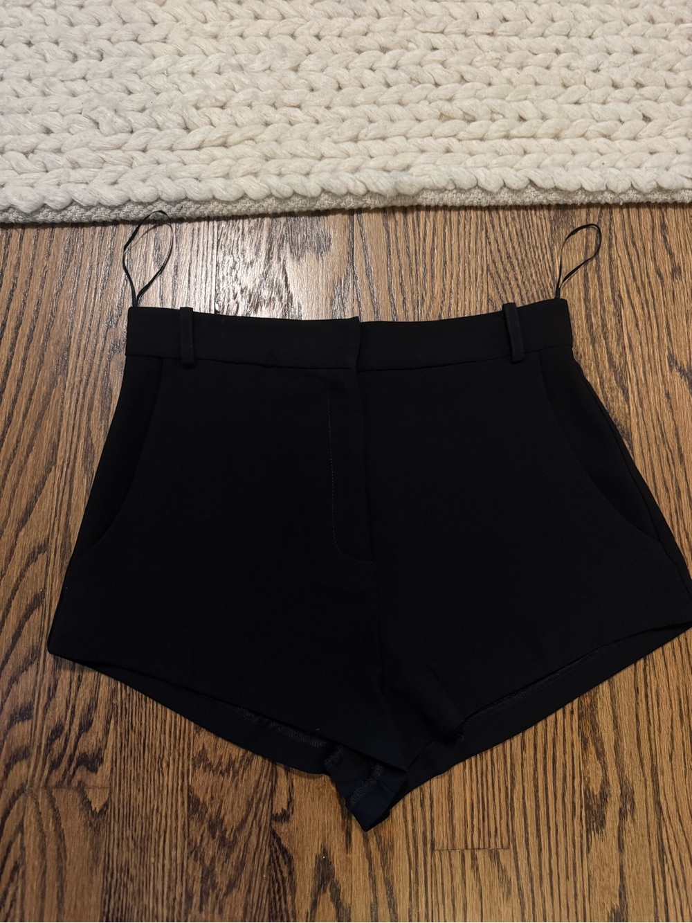 Amanda Uprichard Black High-Waist Tailored Shorts